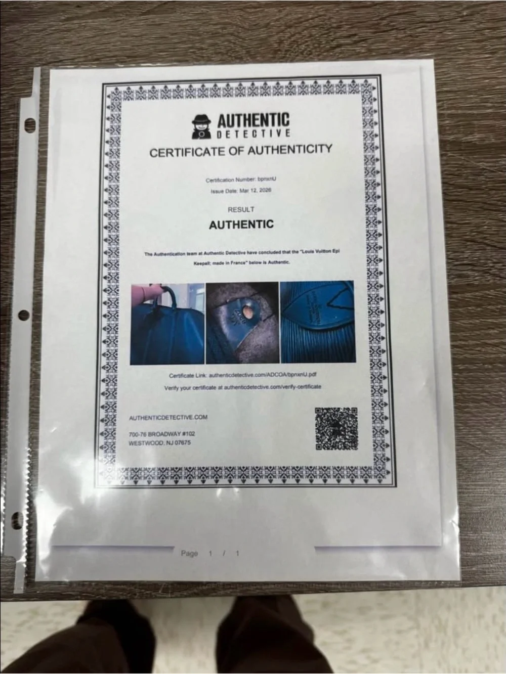 Louis Vuitton Epi Leather Duffel Bag with Certificate of Authenticity